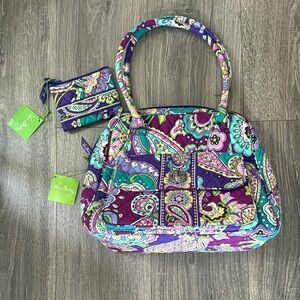 Vera Bradley Multicolor Paisley Shoulder Bag Set Turn Lock Satchel Heather NWT